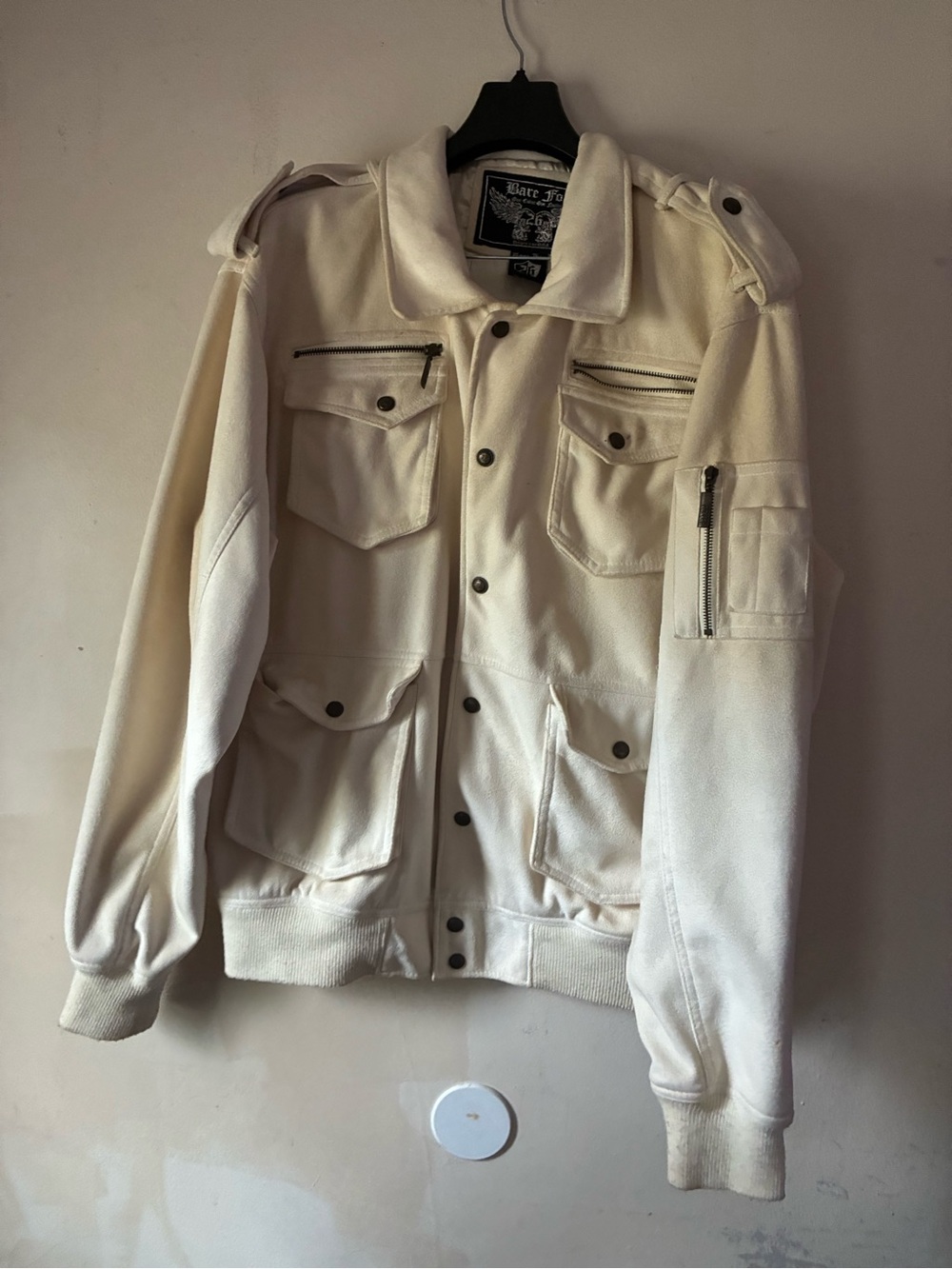 Bare Fox vintage Men's Cream Field Jacket with Utility Pockets